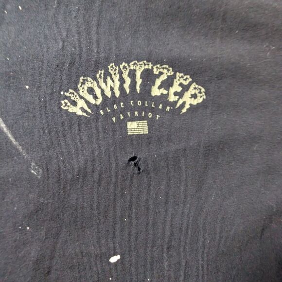 Howitzer Graphic T-Shirt XL Black Paint Splatter Skull Tee Thrashed Distressed - Picture 4 of 9